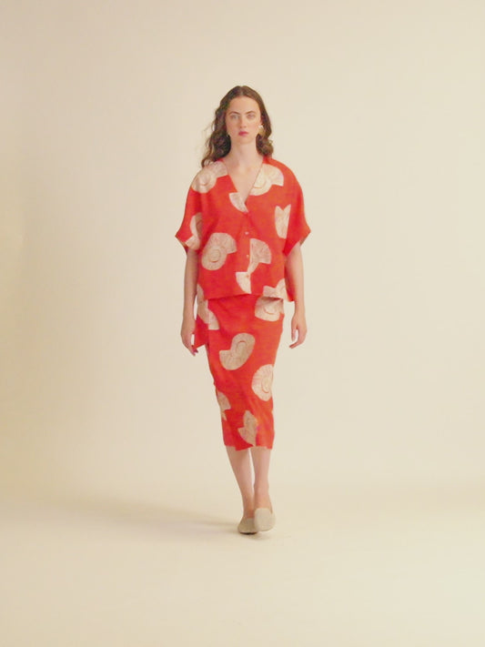 Gonna pareo con ricamo di conchiglie